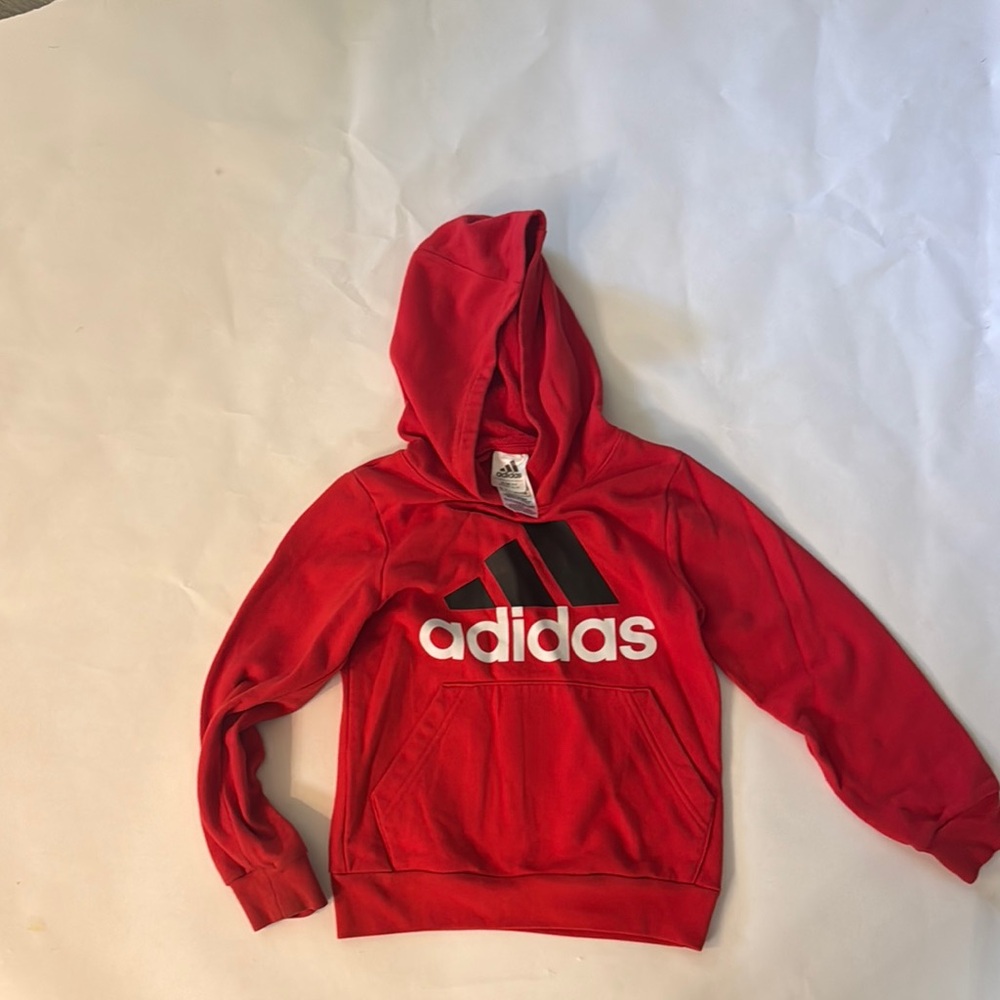Adidas Red and Black Hooded Sweatshirt